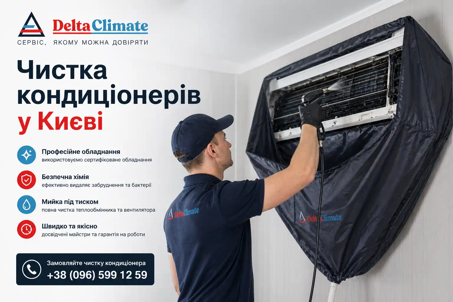 Чистка кондиціонерів у Києві без бруду в кімнаті