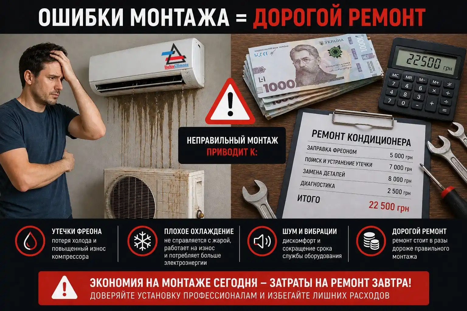 Ошибки при монтаже кондиционера